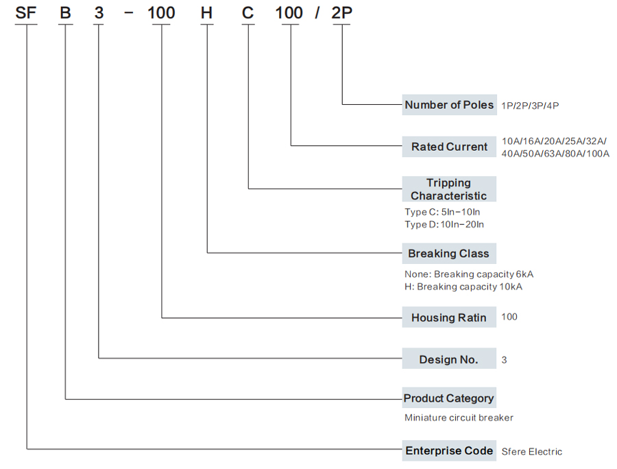 Miniature Circuit Breaker SFB3-100 Series Model Selection
